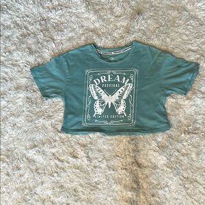 Blue Short Sleeve Tee with Graphic Print